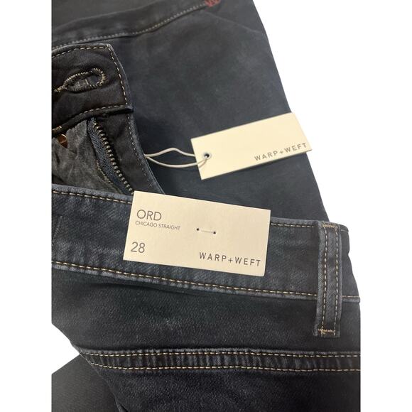 NWT Warp + Weft Mens 28X32 ORD Chicago Straight Stretch Dark Blue Denim Jeans - Picture 4 of 7
